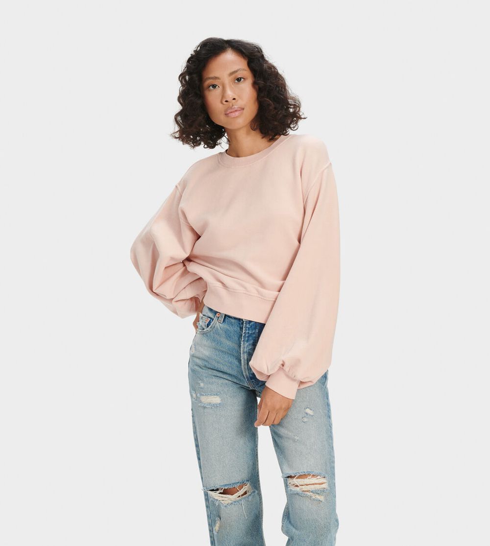 Ugg Brook Balloon Sleeve Crewneck - Womens Sweatshirts - Rose - NZ (9814BGUAE)